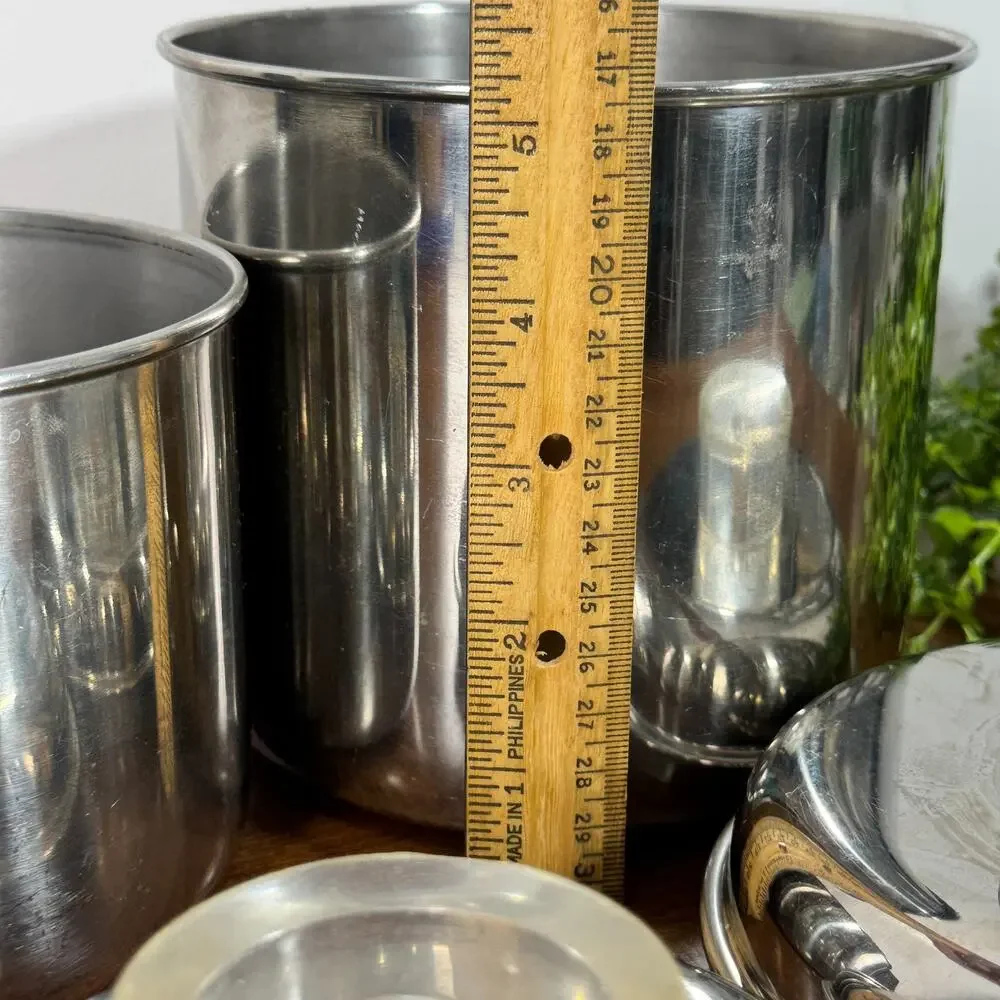 Vintage Set of 2 Revere Ware 1801 Stainless Steel Nesting Canisters